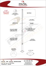 5 Metre İnox 304 Kalite Paslanmaz Krom Çelik Ekonomik Bayrak Direği - Görsel 2
