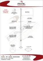 6 Metre İnox 304 Kalite Paslanmaz Krom Çelik Ekonomik Bayrak Direği - Görsel 2