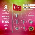 8 Metre Paslanmaz Krom Ekonomik Bayrak Direği