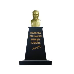 Atatürk Büstü (85cm Alüminyum)+ Kaide (120cm)+ Alt tabla Lise Modeli