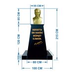 Atatürk Büstü (80cm Fiber)+ Kaide (120cm)+ Alt tabla Lise Modeli - Görsel 2