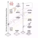 5 Metre İnox 304 Kalite Paslanmaz Krom Çelik Profesyonel Bayrak Direği - Görsel 2