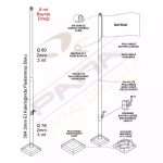 6 Metre İnox 304 Kalite Paslanmaz Krom Çelik Standart Bayrak Direği - Görsel 2