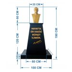 Atatürk Büstü (60cm Fiber)+ Kaide (120cm)+ Alt Tabla Lise Modeli - Görsel 2