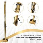 12 Metre İnox 304 Kalite Paslanmaz Krom Çelik Titanyum Gold Bayrak Direği - Görsel 2