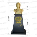 Atatürk Büstü Mareşal Üniformalı (80cm Alüminyum)+ Kaide (120cm)+ Alt Tabla - Görsel 2