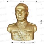 Atatürk Büstü Mareşal Üniformalı (80cm Alüminyum)+ Kaide (120cm)+ Alt Tabla - Görsel 3