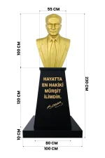 Atatürk Büstü (100cm Alüminyum)+ Kaide (120cm)+ Alt tabla Lise Modeli - Görsel 2