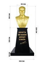 Atatürk Büstü (100cm Pirinç)+ Kaide (120cm)+ Alt Tabla Lise Modeli - Görsel 2