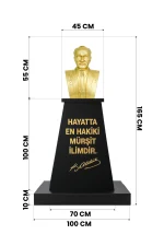 Atatürk Büstü (55cm Pirinç)+ Kaide (100cm)+ Alt Tabla İlkokul Modeli - Görsel 2