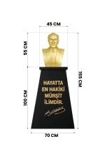 Atatürk Büstü (55cm Pirinç)+ Kaide (100cm) İlkokul Modeli - Görsel 2