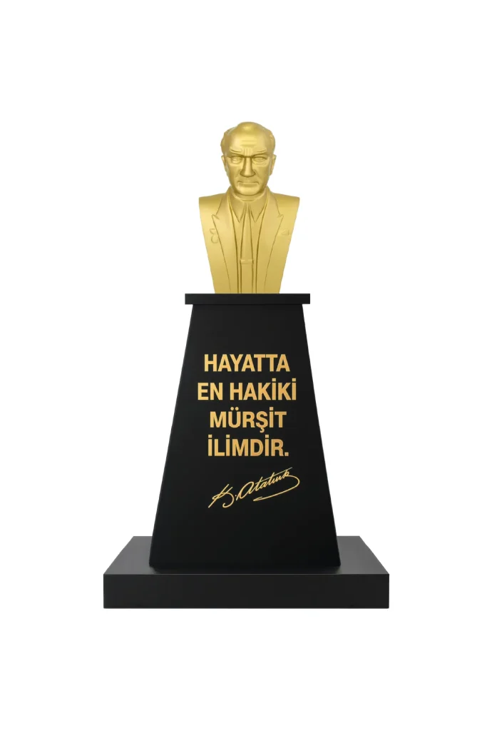 ataturk bustu 60cm fiber kaide 100cm alt tabla ilkokul modeli
