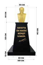 Atatürk Büstü (60cm Fiber)+ Kaide (120cm)+ Alt Tabla Lise Modeli - Görsel 2