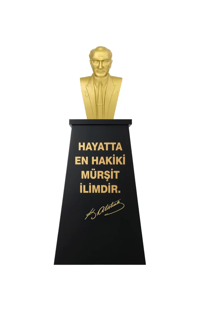 ataturk bustu 60cm fiber kaide 120cm lise modeli