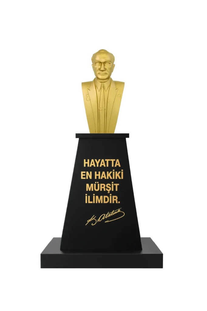 ataturk bustu 70cm aluminyum kaide 100cm alt tabla ilkokul