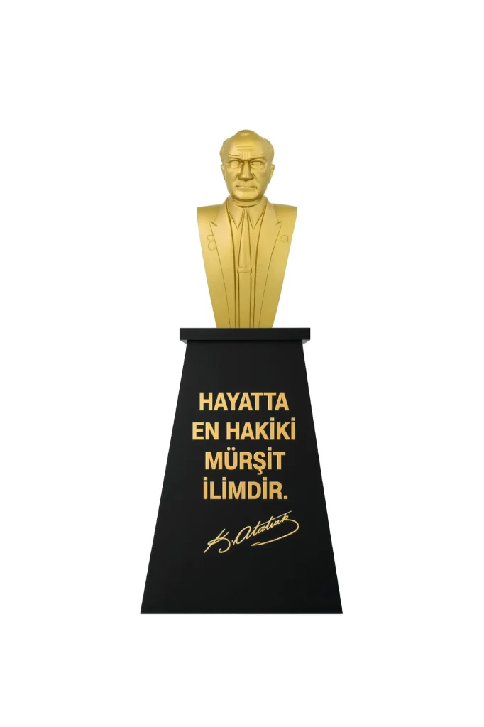 ataturk bustu 70cm aluminyum kaide 100cm ilkokul modeli