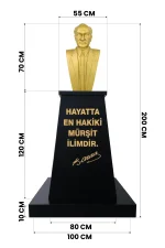 Atatürk Büstü (70cm Alüminyum)+ Kaide (120cm)+ Alt Tabla Lise Modeli - Görsel 2