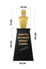 Atatürk Büstü (70cm Alüminyum)+ Kaide (120cm) Lise Modeli - Görsel 2