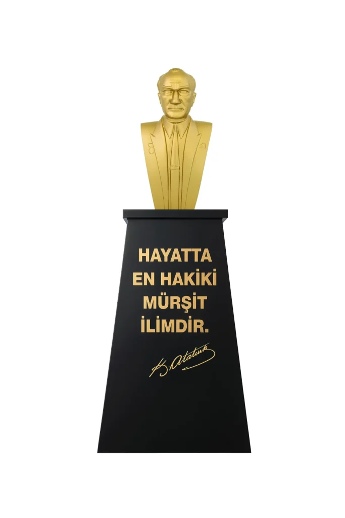 ataturk bustu 70cm fiber kaide 120cm lise modeli