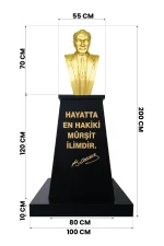 Atatürk Büstü (70cm Pirinç)+ Kaide (120cm)+ Alt Tabla Lise Modeli - Görsel 2