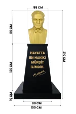 Atatürk Büstü (80cm Fiber)+ Kaide (120cm)+ Alt tabla Lise Modeli - Görsel 2