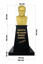 Atatürk Büstü (85cm Alüminyum)+ Kaide (120cm)+ Alt tabla Lise Modeli - Görsel 2
