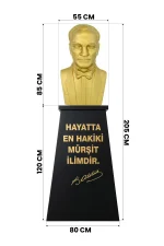 Atatürk Büstü (85cm Alüminyum)+ Kaide (120cm) Lise Modeli - Görsel 2