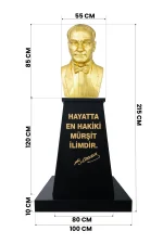 Atatürk Büstü (85cm Pirinç)+ Kaide (120cm)+ Alt Tabla Lise Modeli - Görsel 2