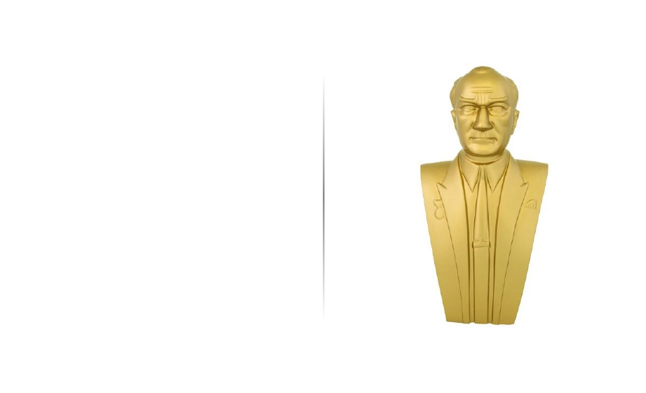 Altın renk Atatürk büstü dekoratif Atatürk heykeli